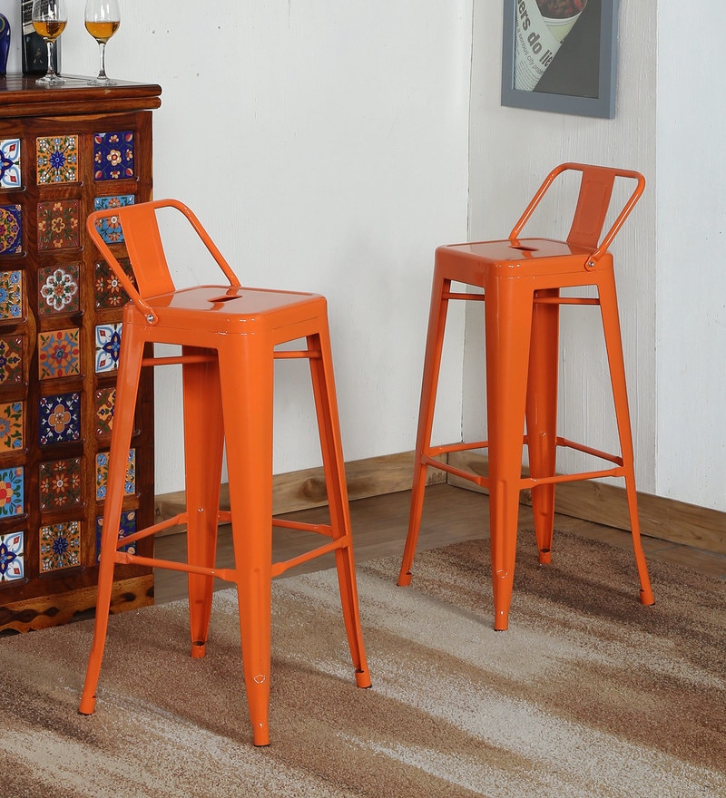Reno Bar Stool Set Of 2 In Orange Colour By Bohemiana