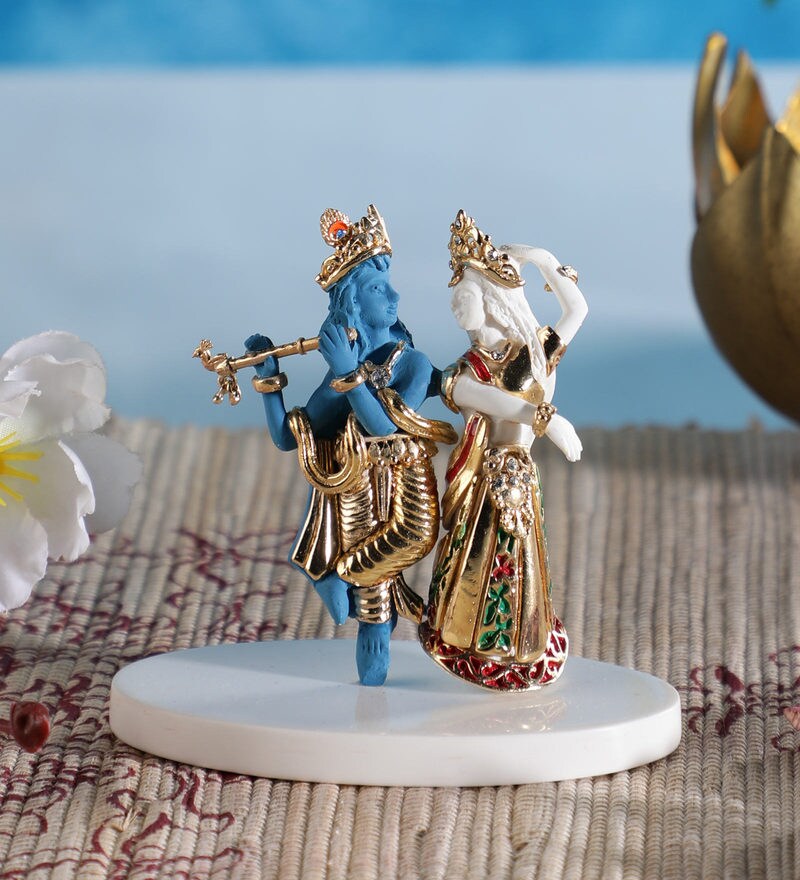 Buy Resin idols 24Ct.Gold Plated Standing RadhaKrishna By Anaaya