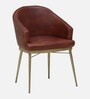 Reagan Leather Dining Chair In Brass Finish