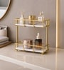 Gold Rectangle 2 Tier Marble Stand