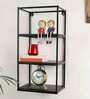 Rectangle 3 Shelf Black Metal Wall Shelf