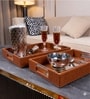 Brown Rectangle Serving Tray Set Of 2