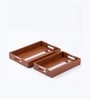 Brown Rectangle Serving Tray Set Of 2