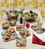 Multicolor Printed Iron Tropical paradise 2 Pcs Platter With Dip Bowl