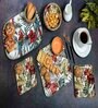 Multicolor Printed Iron Tropical paradise 2 Pcs Platter With Dip Bowl