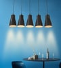 Rectangular 9 watt each LED Aluminium 5 light Cluster Hanging light (Warm White Light)