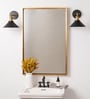 36 Inch Rectangular Gold Mirror in Steel Frame