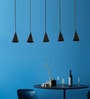 Rectangular LED 15 watt & 3 Watt Aluminium Black Finish 5 light Cluster Hanging Light (Warm White Light)