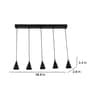 Rectangular LED 15 watt & 3 Watt Aluminium Black Finish 5 light Cluster Hanging Light (Warm White Light)
