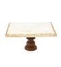 Rectangular Marble Cake Stand with Wood Stand for Weddings, Birthdays   10 x 8-Inch