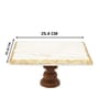 Rectangular Marble Cake Stand with Wood Stand for Weddings, Birthdays   10 x 8-Inch