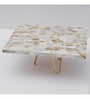 Rectangular Mother of Pearl Cake Stand with Metal Stand for Weddings, Birthdays   10 x 8-Inch