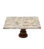 Rectangular Mother of Pearl Cake Stand with Wood Stand for Weddings, Birthdays   10 x 8-Inch