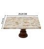 Rectangular Mother of Pearl Cake Stand with Wood Stand for Weddings, Birthdays   10 x 8-Inch