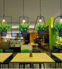 Rectangular Pendant Light with Artificial Flower Holder