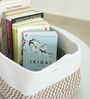 Rectangular White & Beige Cotton Storage Organiser