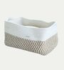 Rectangular White & Beige Cotton Storage Organiser