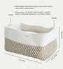 Rectangular White & Beige Cotton Storage Organiser