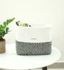 Rectangular White & Black Jute Storage Organiser