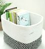 Rectangular White & Black Jute Storage Organiser
