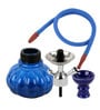 Red  & Blue 24 cm Metal Table Hookah set of 2