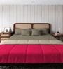 Red And Beige Microfiber Solid Reversible 150 GSM Double Bed Comforter