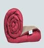Red And Beige Microfiber Solid Reversible 150 GSM Double Bed Comforter