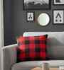 Red & Black 100% Cotton It'S Checkered 20X20 Inches Knitted Cushion Cover
