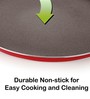Red & Black Aluminium Big Non-Stick Flat Dosa Tawa Pan