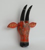 Red & Black Handcrafted Cow Sclupture Mango Wood Wall Mask