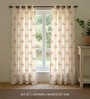 Multicolor Cotton Floral 5 Ft Eyelet Window Curtains (Set Of 2)