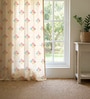 Multicolor Cotton Floral 5 Ft Eyelet Window Curtains (Set Of 2)