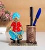 Musical Man Red & Blue Metal Pen Stand