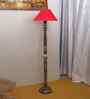 Red Cotton Coolie Floor Lamp