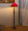 Red Cotton Coolie Floor Lamp
