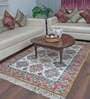 Red & Cream Faux Silk Abstract 5 x 7 Feet Hand Woven Carpet -Avioni Collection