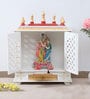 White Mango Wood & MDF Floor Rested Mandir With Door