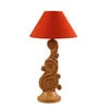 Red Poly Cotton Shade Table Lamp with Orange Base