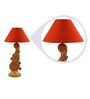 Red Poly Cotton Shade Table Lamp with Orange Base