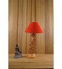 Red Poly Cotton Shade Table Lamp with Orange Base