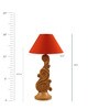 Red Poly Cotton Shade Table Lamp with Orange Base