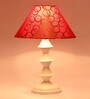 Red & Gold Shade Table Lamp With Metal Base