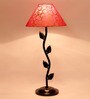 Red & Gold Shade Table Lamp With Metal Base