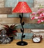 Red & Gold Shade Table Lamp With Metal Base