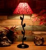 Red & Gold Shade Table Lamp With Metal Base