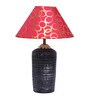 Red & Gold Shade Table Lamp With Terracotta Base