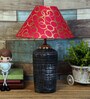 Red & Gold Shade Table Lamp With Terracotta Base