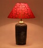 Red & Gold Shade Table Lamp With Terracotta Base