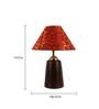 Red & Gold Shade Table Lamp With Brown Base