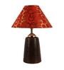 Red & Gold Shade Table Lamp With Brown Base